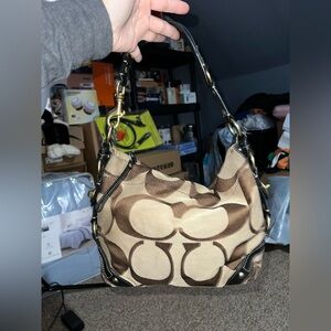 Vintage Coach Signature Jacquard Hobo Carly Bag Authentic